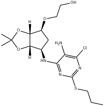 2-(((3aR,4S,6R,6aS)-6-((5-amino-6-chloro-2-(propylthio) pyrimidin-4-yl)amino)-2,2-dimethyltetrahydro-3aH-cyclopenta[ d][1,3]dioxol-4-yl)oxy)ethanol