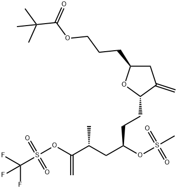 3-((2S,5S)-5-((3R,5R)-5-Methyl-3-((methylsulfonyl)oxy)-6-((((trifluoromethyl)sulfonyl)oxy)hept-6-en-1- yl) -4-methylenetetrahydrofuran-2-yl) propyl pivalate