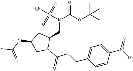 4-Nitrobenzyl (2S,4S) -4-acetylthio-2-[[N-butoxycarbonyl)amino]methyl]pyrrolidine-1-sulfamoyl-N-(tert-carboxylato