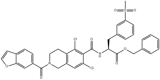 benzyl(S)-2-(2-(benzofuran-6-carbonyl)-5,7-dichloro-1,2,3,4-tetrahydroisoquinoline-6-carboxamido)-3-(3-(methylsulfonyl)propanoate