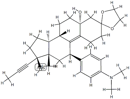 Estr-9-en-3-unum, 11-[4-(dimethylaminum)phenyl]-5,17-dihydroxylum-17-(1-propynyl)-, cyclicum 1,2-ethanediyl acetale, (5a,11b,17b) )-