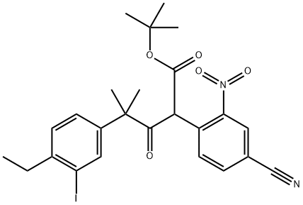 tert-butyl 2-(4-cyano-2-nitrophenyl) -4-(4-ethyl-3-iodophenyl) -4-methyl-3-oxopentanoate.